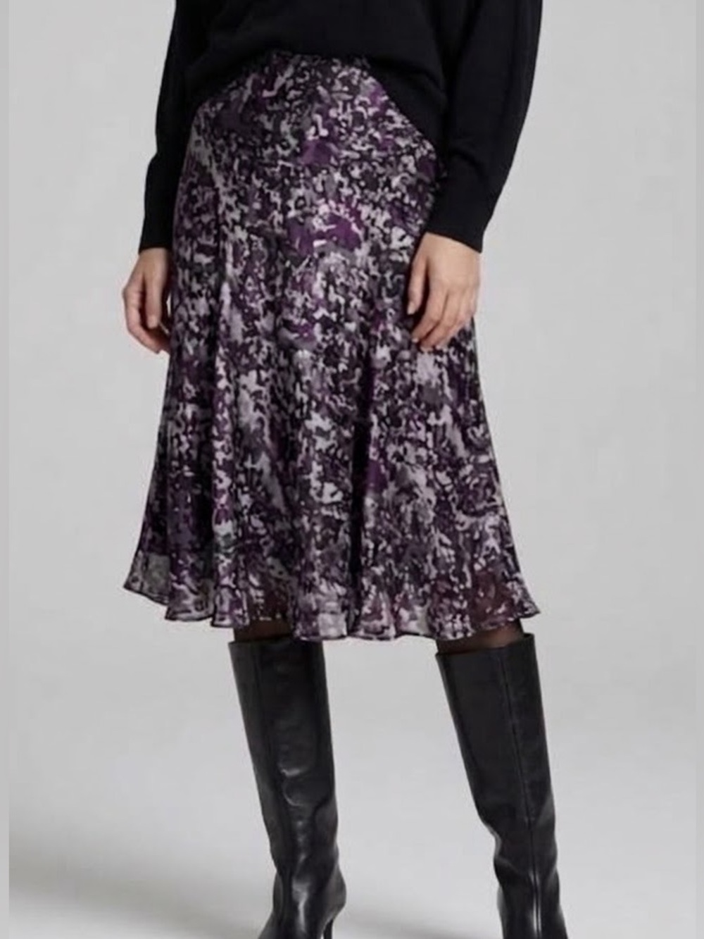 East 5th Patterned Midi Skirt Womens Size 8 Sheer Gored A-Line Artsy Fairy Goth